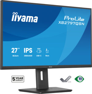 Écran IIYAMA 27 Noir Ultra mince IPS 16:9 2560x1440 350cd/m 75Hz 1ms HDMI DP - XB2797QSN-B1