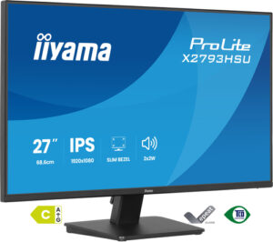 Écran IIYAMA 27 pouces Dalle IPS Ultra mince 1920x1080 16:9 1ms 120Hz 350cd/m2 HDMI - X2793HSU-B1