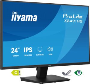 Écran IIYAMA 24 pouces Noir dalle IPS Ultra mince 16:9 1920x1080 1ms 120Hz 350cd/m - X2491HS-B1