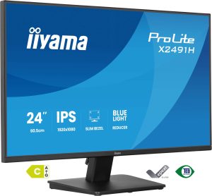 Écran IIYAMA 24 pouces Noir dalle IPS Ultra mince 16:9 1920x1080 1ms 120Hz 350cd/m² 1500:1 Haut-parleurs DisplayPort HDMI Réduction fatigue oculaire TCO + EPEAT - X2491H-B1