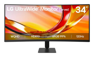 ECRAN LG 34 gaming Noir VA 21:9 incurv� 1800R 5ms 3440x1440 120Hz 250cd/m  Free