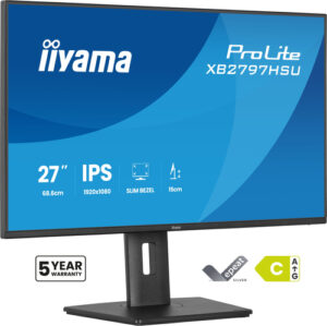 Écran IIYAMA 27 Noir Ultra mince dalle IPS 16:9 1920x1080 120Hz 350 cd/m 4ms - XB2797HSU-B1