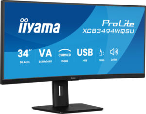 Écran IIYAMA 34 Noir VA 21:9 incurvé 1500R 3440x1440 UWQHD 0.4ms 120Hz 350 cd/m - XCB3494WQSU-B1