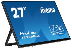 Écran IIYAMA 27 pouces IPS Tactile PCAP 10points revetement avec verre bord a bord 2560x1440 5ms 400 cd/m² HDMI DisplayPort USB HUB (2x3,2) Haut-parleurs - T2755QSC-B1
