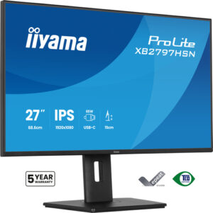 Écran IIYAMA 27 Noir Ultra mince IPS 16:9 1920x1080 350cd/m 100Hz 1ms HDMI DP - XB2797HSN-B1